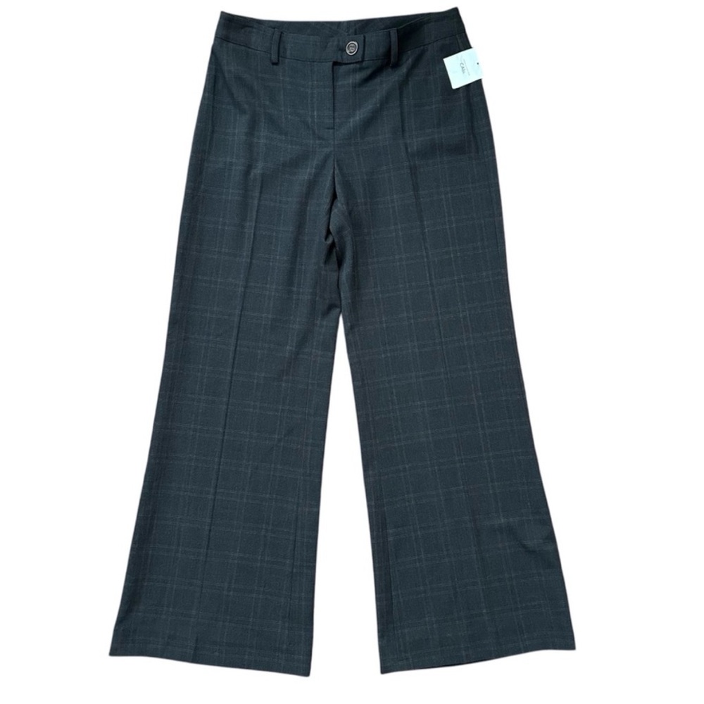 CAbi Lauren Gray Wide Leg Yellow Windowpane Plaid Mid-Rise Trouser Pant 248R Sz8